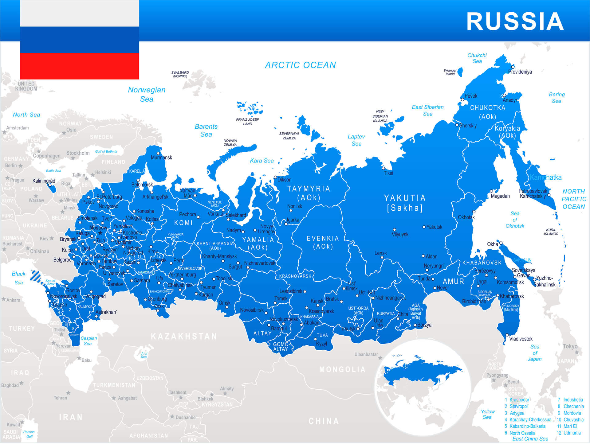 Carte administrative de la Russie